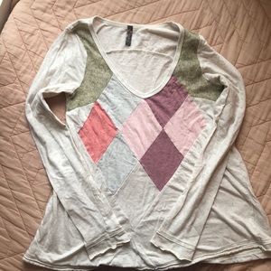 Free people long sleeve shirt with diamond/argyle pattern